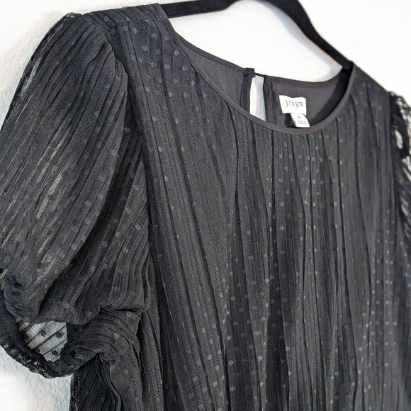 NWT J. CREW Pleated Flock-Dot Puff-Sleeve Dress SZ 8 - Picture 6 of 15